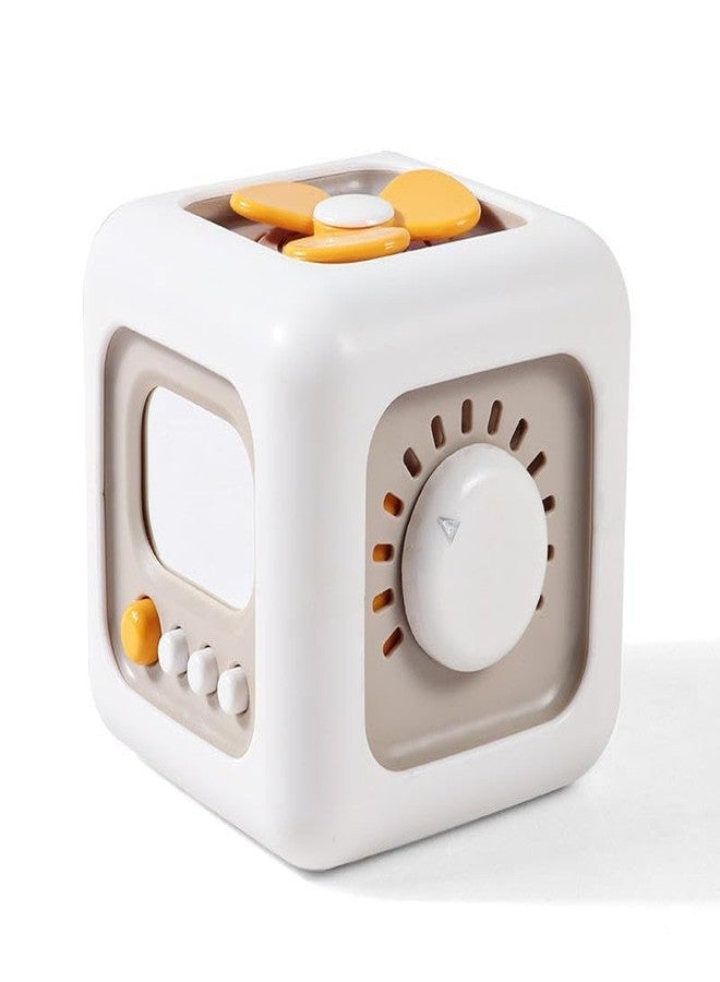 PRYFIL Montessori 6-in-1 Educational Activity Cube, White and Yellow Interactive Sensory Learning Block, Development Toy for Infants and Toddlers - Image 5